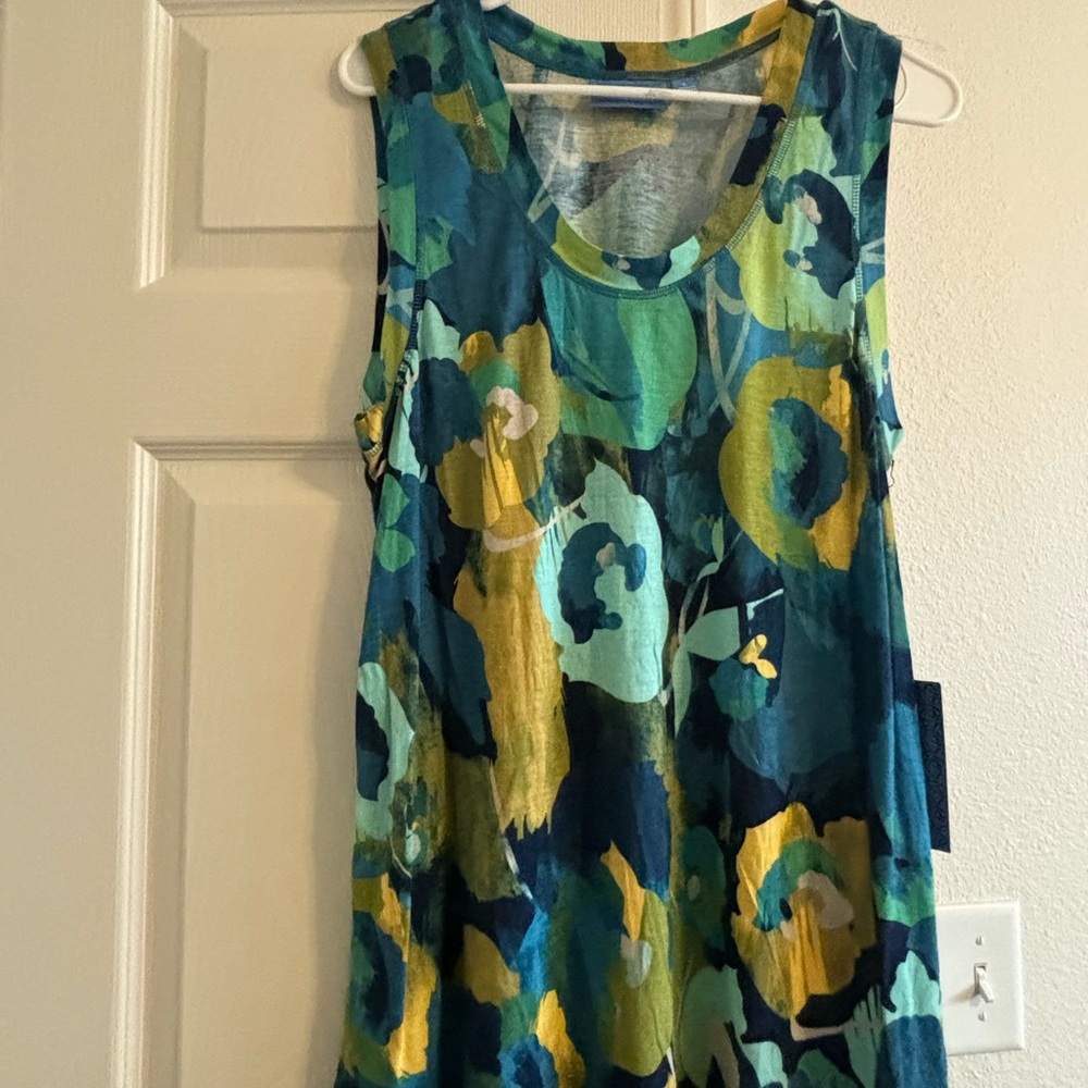 Simply Vera Vera Wang Blue and Green Sleeveless Tank Top